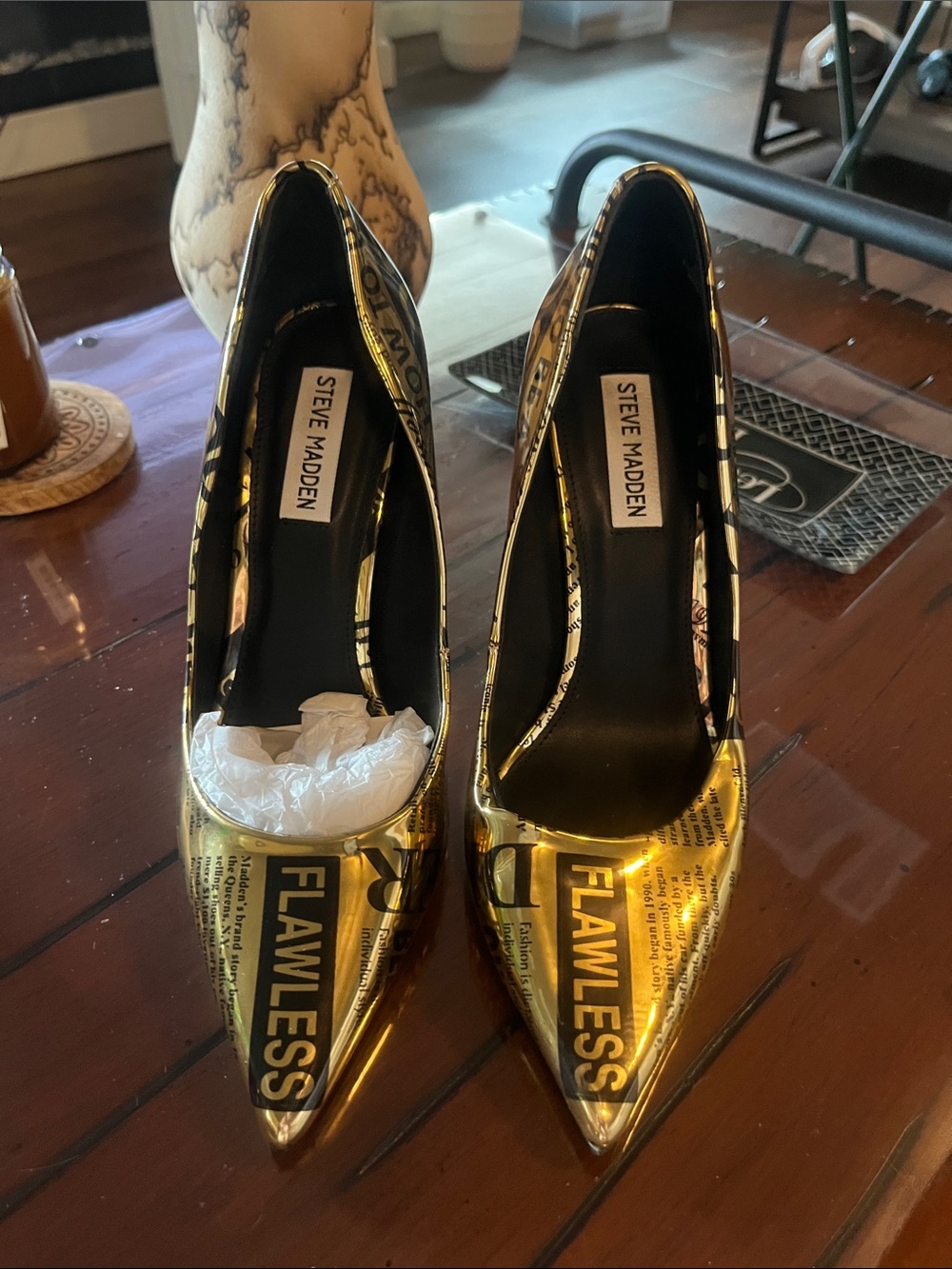 GORGEOUS Steve Madden Metallic Gold Pointed-Toe 'Flawless' Stiletto Pumps